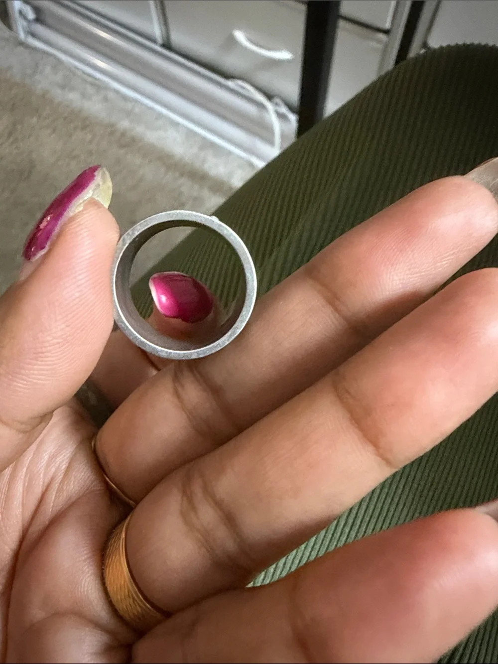 Sterling-Style Silver Tone Wide Band Ring - Modern Geometric Design